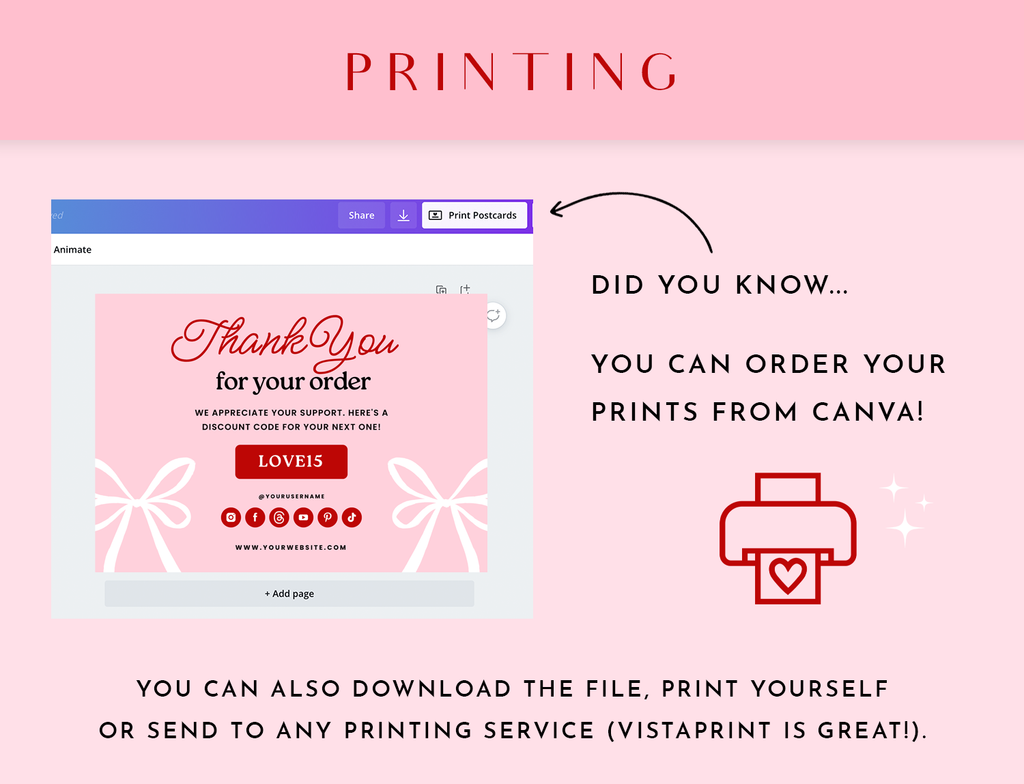 Pink Coquette Thank You Card Template