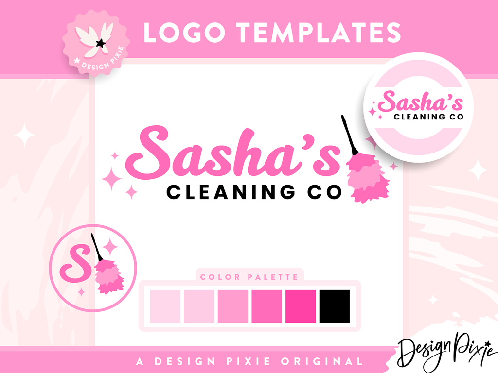 Pink Cleaner Logo Design Template