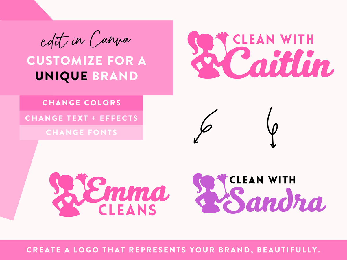 Pink Cleaning Business Logo Template