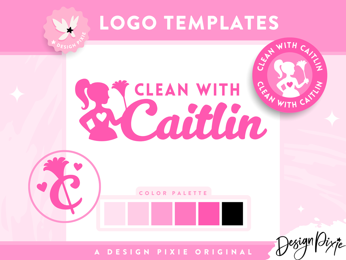 Pink Cleaning Business Logo Template