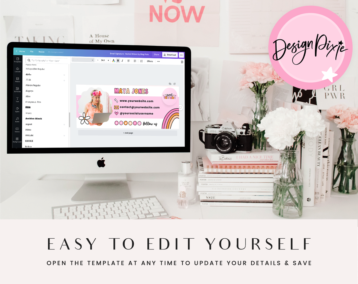 Pink Retro Email Signature Template