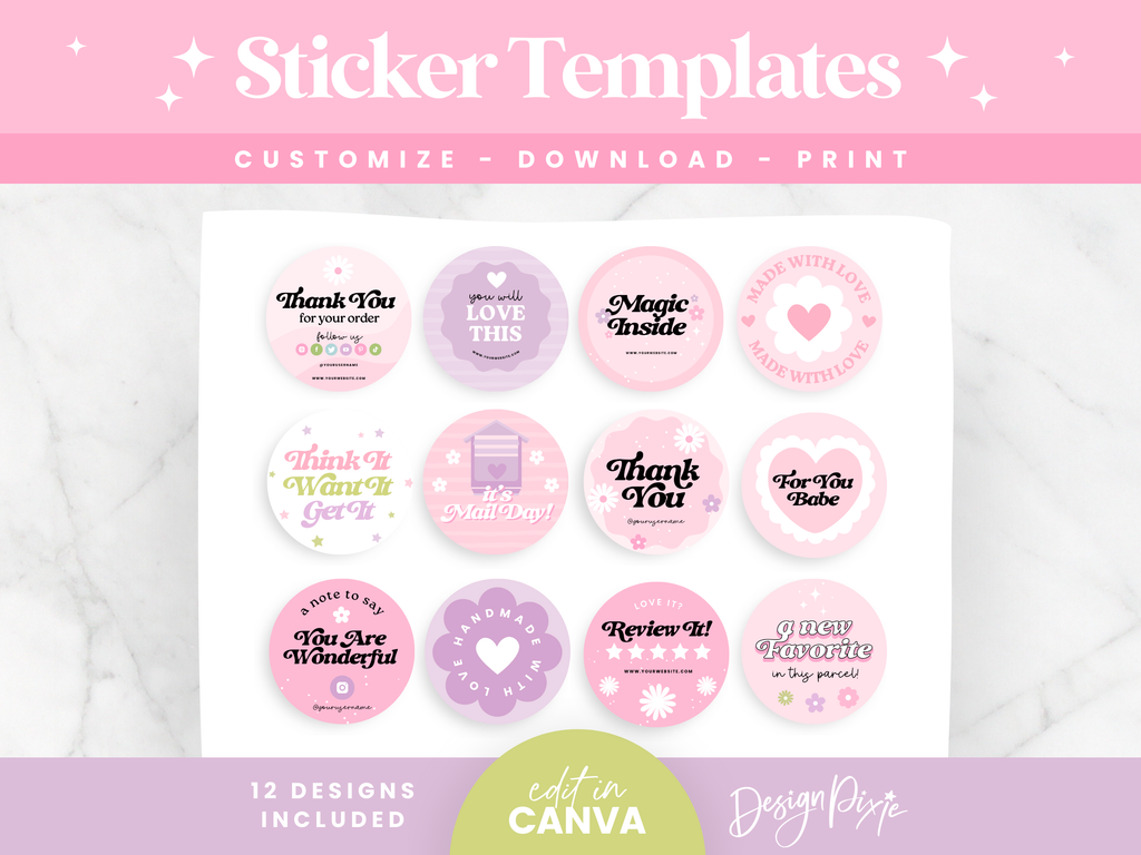 Pink Sticker Templates