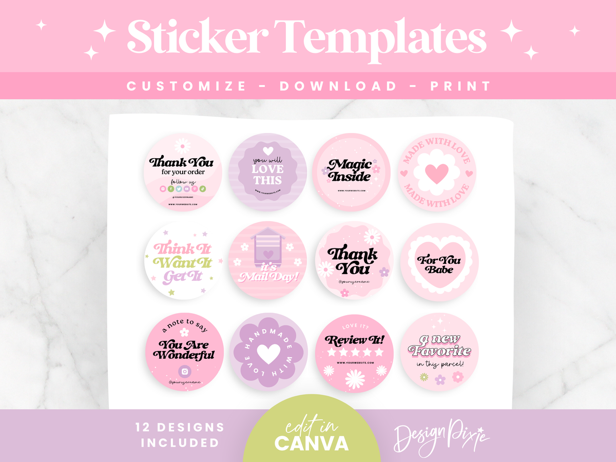 Pink Sticker Templates