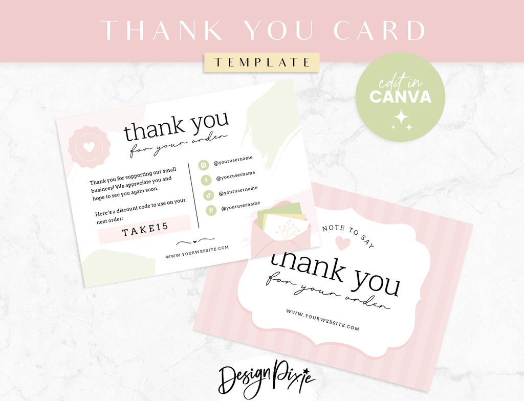 Shabby Chic Thank You Card Template