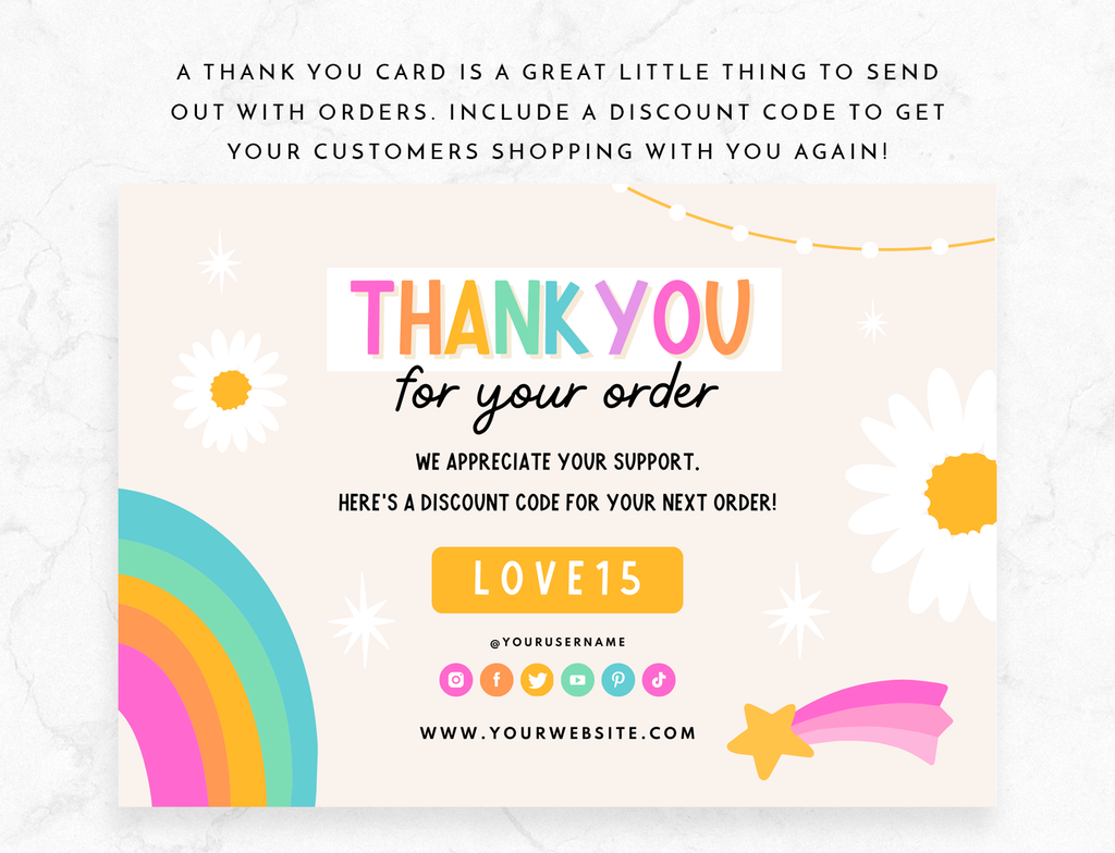 Rainbow Journal Thank You Card Template