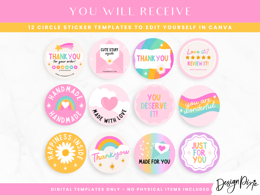 Rainbow Thank You Stickers