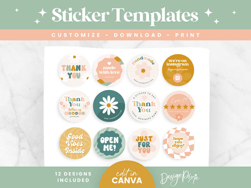 Retro Sticker Label Templates
