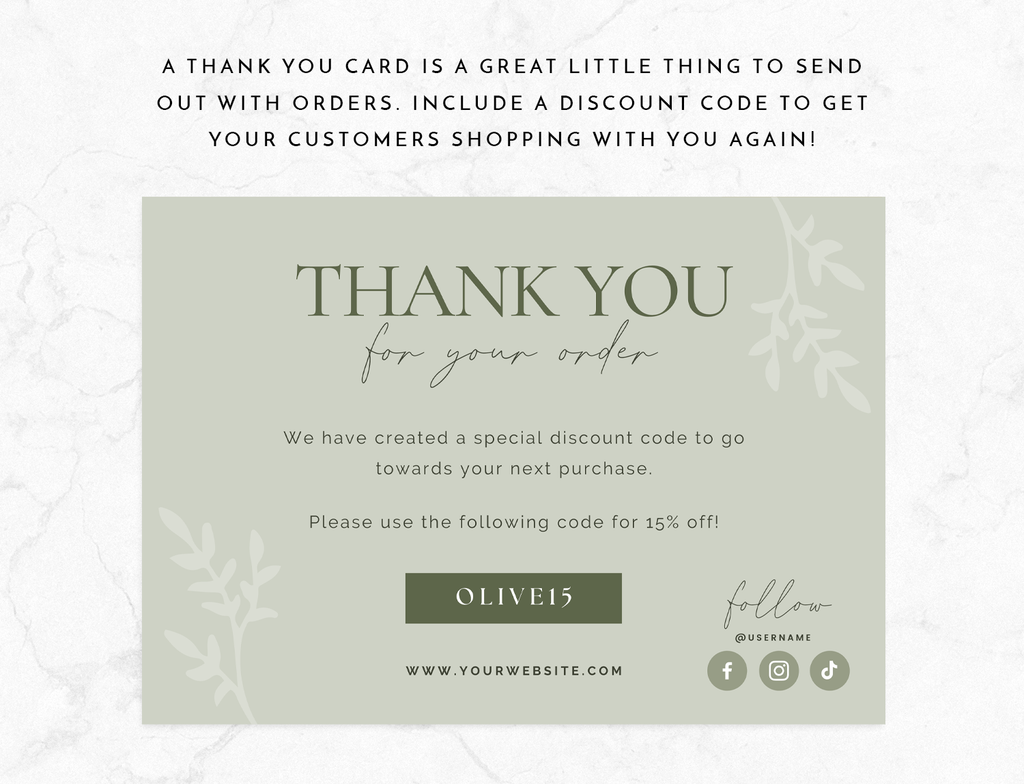 Olive Green Thank You Card Template